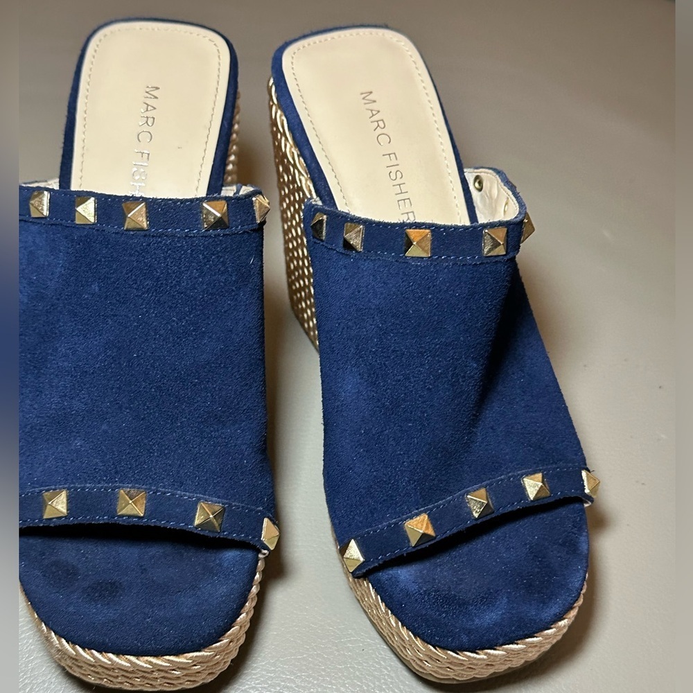 Marc Fisher Zyme Wedge Slides - Open Toe - Euc - … - image 2